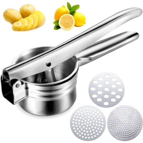 Potato Masher - MARSEE - Stainless Steel - 3 Interchangeable Discs - Ergonomic Design - Multi-Purpose