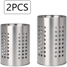 2-Piece Kitchen Utensil Holder Stainless Steel Cutlery Drainer Pot Rustproof Dish Storage Box