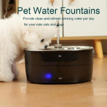 (Blue) Automatic Cat Water Fountain, Stainless Steel Self-Cleaning Pet Water Bowl with Flowing System, Quiet Pump, 4L Capacity for Multiple Pets