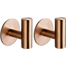 (Rose Gold) 2-Piece Adhesive Wall Hooks for Bathroom, Kitchen Towel Hooks, Picture Hanging System (No Drilling Required), Hook Holder