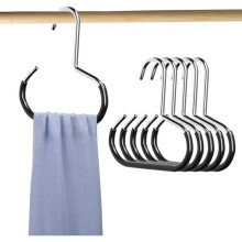 Set of 6 (Black) Scarf Holders, Wardrobe Belt Organizers, Non-Slip Tie Racks, Metal Hat Hangers, Organizers