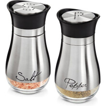 Stainless steel salt and pepper shakers, 4 inches, 2 pieces