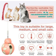 Cat Treat Dispenser Toy - Interactive Cat Toy, Indoor Cat Toy, Kitten Tumbler Toy with Teaser Wand