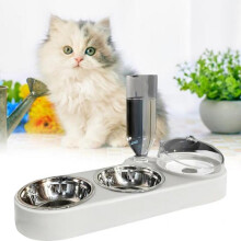 (Mint green) High-Capacity Pet Feeder Bowl Set Beveled Mouth Automatic Drinking Water Bowl Splash-Proof Cat Dog Food Bowl Thickened Anti-Skid 2 Colors