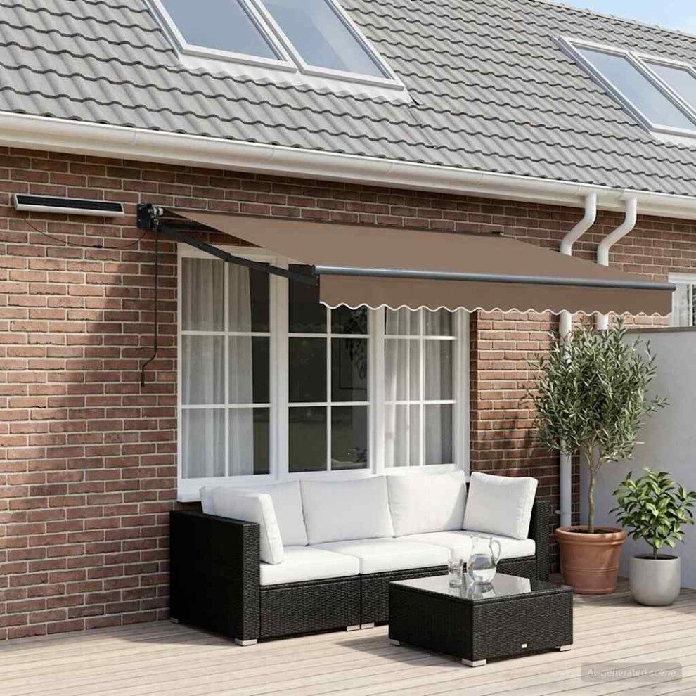 Vidaxl Electric Retractable Awning Taupe 100% Polyester And Aluminium
