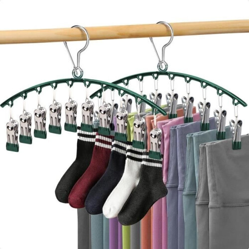 Sock Drying Rack - Noname - Stainless Steel - 2 pcs - Windproof - Green