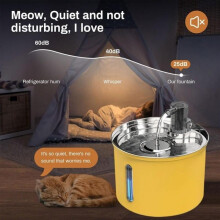 (Black) Large Capacity Pet Water Fountain Stainless Steel Cat Feeder Automatic Water Dispenser for Dog Cat Quiet Design