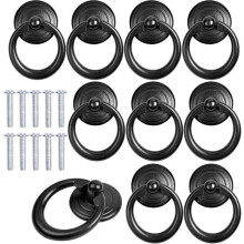 10 Pcs Black Metal Cabinet Handle Door Knob Drawer Ring Classic Pull Handle Furniture Handle