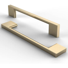Set of 10 brushed stainless steel furniture handles for drawers, cupboards, kitchens, 128 mm hole spacing - Brushed brass