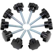 NetBoat 10pcs M6x40 thread clamping button black plastic star-shaped button screw on knob for machine tool