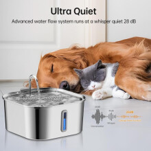 (Matches the image) 7L High-capacity Stainless Steel Cat Dog Pet Fountain Dispenser with Water Level Window Multi-layer Filtering Silent Water Pump