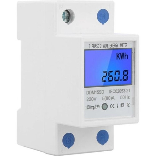 Energy meter - DDM15SD - Single-phase - Backlit LCD - 35 mm DIN rail - 5(80)A