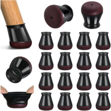 Chair Leg Protectors, Silicone Chair Pads with Thickened Felt, 16 Pieces, Black, Small Chair Pads 14x30x20mm