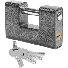 Heavy-Duty Outdoor Padlock with 4 Keys - Large One-Piece Hardened Steel Padlock - 12mm Thick Shackle - Door Protector