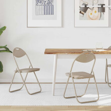 vidaXL Folding Chair 2 pcs Sand 48 x 43.5 x 81 cm Faux Leather