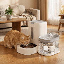 (Matches the image, Yellow Style A) Anti-Dry Burning Pet Water Fountain Mute Pump Automatic Water Dispenser for Dogs Cats Gray