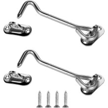 Latch, 2pcs Cabin Hook Door Closure Locks and Bolts for Door Locks Gate Latch, 101mm Stainless Steel Silver.