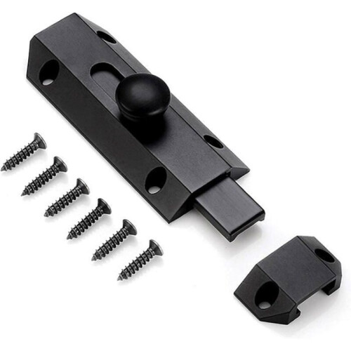 Security locking latch with thick pure brass bolt, ultra-resistant black gate latch