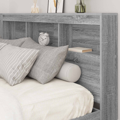 VidaXL vidaXL Storage Headboard with Shelf Grey Sonoma 150 cm Engineered Wood 2