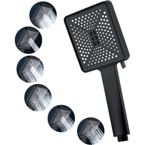 Massaging Shower Head - Brand - Model - 6 Spray Modes - Square Shower - Water Saving