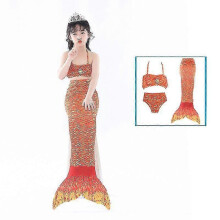 (140CM, Yellow) kids mermaid tail for girls mermaid swimsuit for swimming children birthday pool party gift