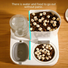 (Grey, Basic) Automatic Cat Feeder Water Fountain, Pet Food Dispenser with Water Bowl, for Cats and Small Dogs