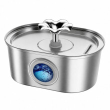 (3.2l oval ball mouth (round window), EU Plug) 3.2L Oval Stainless Steel Pet Water Fountain with Automatic Circulation and Filter for Cats and Dogs