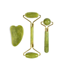 Trio Face & Body Massage Set, Jade Roller, Gua Sha Stone and Jade Stone