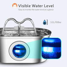 (3.2l oval low faucet (no window), USB Only) 3.2L Oval Stainless Steel Pet Water Fountain with Automatic Circulation and Filter for Cats and Dogs