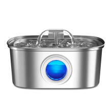 (3.2l oval centered faucet (no window), CN Plug) 3.2L Oval Stainless Steel Pet Water Fountain with Automatic Circulation and Filter for Cats and Dogs