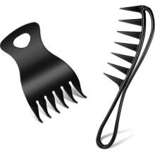 Hair Comb - Not specified - Set of 2 - Wide Teeth - Forked Comb - Black