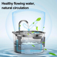 (Silver) Pet Water Fountain Stainless Steel 108 Fl Oz Dog Water Bowl Quiet Operation Natural Circulation Filtration Cat Fountain