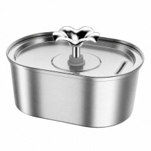 (3.2l oval low faucet (round window), US Plug) 3.2L Oval Stainless Steel Pet Water Fountain with Automatic Circulation and Filter for Cats and Dogs