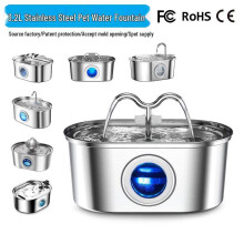 (3.2l oval no. 1 flower head no window, EU Plug) 3.2L Oval Stainless Steel Pet Water Fountain with Automatic Circulation and Filter for Cats and Dogs