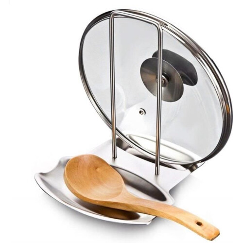Easy-to-install stainless steel kitchen spoon rest organizer lid 1