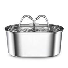 (3.2l oval faucet (round window), USB Only) 3.2L Oval Stainless Steel Pet Water Fountain with Automatic Circulation and Filter for Cats and Dogs