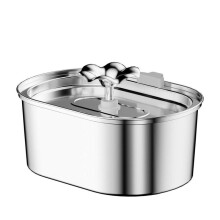 (3.2l oval faucet (round window), KR Plug) 3.2L Oval Stainless Steel Pet Water Fountain with Automatic Circulation and Filter for Cats and Dogs