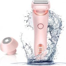 2-in-1 electric shaver for legs, arms and face, with removable heads, wet and dry, pink