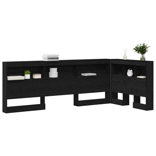 VidaXL vidaXL Storage Headboard with Shelf Black Oak 90 cm Engineered Wood 1