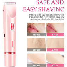 2-in-1 Electric Shaver and Bikini Trimmer for Women - Cordless, usable on dry or wet skin, rechargeable and waterproof (p,x)