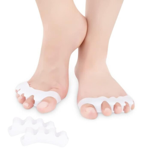 Silicone Toe Separator - AQSACOKIYA - 2 Pairs - White - Restores Correct Toe Alignment
