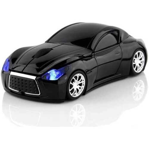 Wireless Car Mouse, Sports Optical Mouse for Computer with LED Light (Black) A367