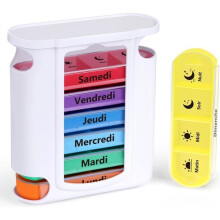 Weekly Pill Organizer (Morning, Noon, Evening, and Night) - Stackable 7-Day Pill Tower with 28 Compartments, 4-Pack, for Vitamins