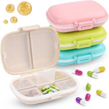 Portable Pill Organizer with 6 Compartments, Mini Pocket-Sized Medicine Box, Pill Case