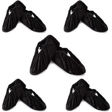Shoe Covers, Washable Overshoes, Anti-Slip Reusable Shoe Covers, Non-Slip Slipper with Flannel Lining - Black