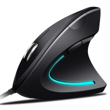 Wired Vertical Optical Mouse, Ergonomic Design, 6 Buttons, Prevention of Mouse Syndrome and Epicondylitis; Black