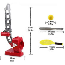 2-in-1 Automatic Tennis Ball Machine and Adjustable Baseball Pitching Machine, Portable 28cm x 62cm for Kids Training