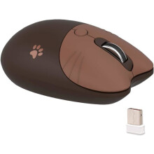 Silent 2.4 GHz wireless mouse for girls with USB receiver, 4 programmable buttons, Coffee