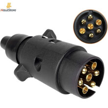 HautStore 7-Pin Trailer Socket, 7-Pin Male Hitch Plug for Car Trailers, Caravans, Bike Racks
