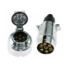 7-Pin Male and Female Waterproof Metal Trailer Plug 12V with Aluminum Connector SKM0701 Label